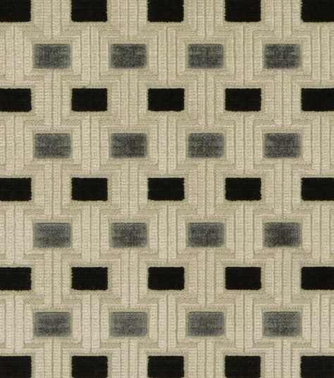 Four Square is a cut velvet design featuring black and grey squares This upholstery weight fabric is perfect for any home décorProduct Feature: UpholsteryDesign: GeometricBrand: Covington Color: Black Upholstery Grade: HEAVY UPHOLSTERY Fabric Size: 54” +Fabric Content: Polyester Blend Width: 57 inches Fabric Type: Velvet Horizontal Repeat: 175 inchesVertical Repeat: 2125 inches Durability: 100000Country of Origin: ImportedBolt Size: Sold By The YardFabric Care: S - SPOT CLEAN WITH WATER FREE AGE Fabric Texture Pattern, Modern Upholstery Fabric, Geometric Furniture, Geometric Upholstery, Velvet Design, Free Agent, Patterned Carpet, Fabric Texture, Joanns Fabric And Crafts