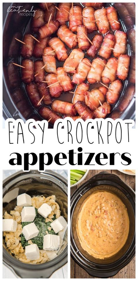 Mini Crockpot Appetizer Recipes, Crockpot Nye Recipes, New Years Appetizers Easy Crock Pot, Appetizers Crockpot Easy, Appetizer Recipes In Crockpot, Quick Crockpot Appetizers, Appetizer Recipes Easy Crockpot, Thanksgiving Dip Crockpot, Potluck Recipes Appetizers