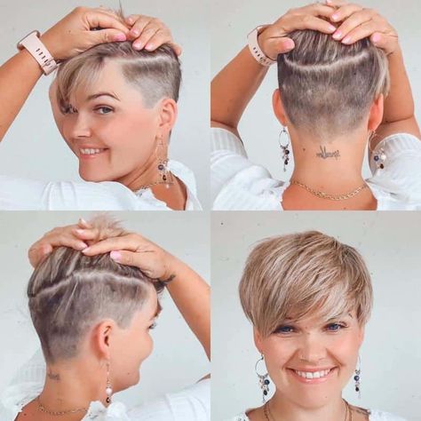 Hairstyles For Full Faces, Side Swept Pixie, Kort Pixie, Flattering Hairstyles, Pixie Haircut For Round Faces, Short Hair Pixie Cuts, Super Short Hair, Side Swept, Undercut Pixie Haircut