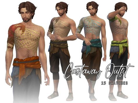 Sims 4 Island Living, Mermaid Clothes, Captain Hook Costume, Male Mermaid, Sims Medieval, Sims 4 Cas Mods, Pirate Outfit, Pirates Cove, The Sims 4 Packs