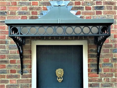 Traditional Front Door Canopy Front Door Canopy Ideas, Entrance Door Canopy, Metal Door Canopy, Front Door Entrance Ideas, Projects Design Ideas, Metal Entrance Doors, Victorian Semi Detached House, Over Door Canopy, Traditional Front Door