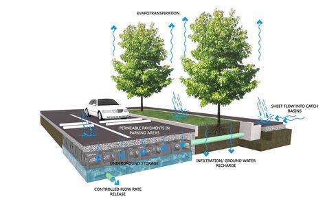 What is the role of landscape architects in designing cities - RTF | Rethinking The Future Rain Water Collection Diy, Sponge City, Rainwater Collection, Urban Design Diagram, مركز ثقافي, Greenhouse Design, Street Trees, Desain Lanskap, Green Street