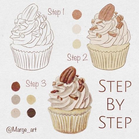 Food Illustration Art Step By Step, Drawing Food Step By Step Watercolor Painting, Procreate Food Illustration, Step By Step Illustration, How To Draw Food Step By Step, Watercolor Art Step By Step, Digital Watercolor Tutorial, Food Drawing Illustration, Watercolor Steps