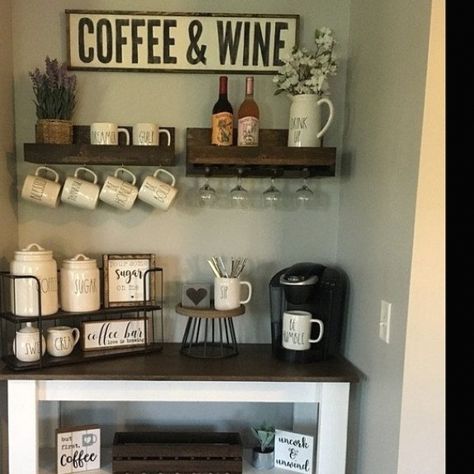 Coffee Buffet, Coffee And Wine Bar, Wine Buffet, Wine And Coffee Bar, Mountain Kitchen, Coffee/wine Bar, Bar Deco, Coffee Area, Café Design