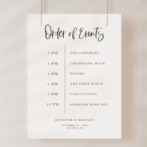 $44.20 | Wedding Order of Events Poster #order of events, wedding poster, wedding sign, order of events sign, wedding program, minimal wedding, minimalist wedding, wedding timeline sign, wedding day sign, simple Reception Order Of Events, Order Of Events Wedding, Wedding Timeline Sign, Events Poster, Order Of Events Sign, Reception Timeline, Wedding Order Of Events, Wedding Minimalist, Order Of Events