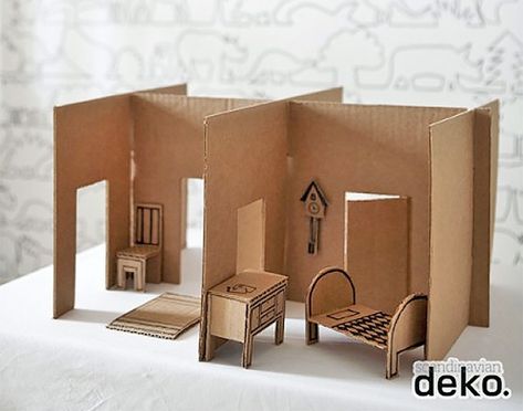 6 Ways To Make A Cardboard Dollhouse | Handmade Charlotte Cardboard Dollhouse Furniture, Diy Cardboard Dollhouse, Cardboard Play, Cardboard Dollhouse, Cardboard Model, Cardboard Toys, Handmade Charlotte, Dollhouse Projects, Cardboard House