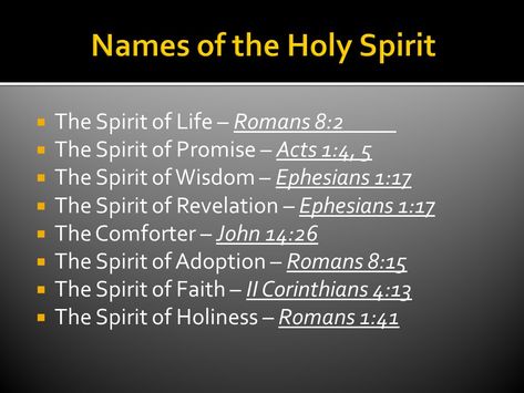 Names of the Holy Spirit Romans 8 15, Acts 1, Ephesians 1, The Holy Spirit, Faith Inspiration, Holy Spirit, Verses, Acting