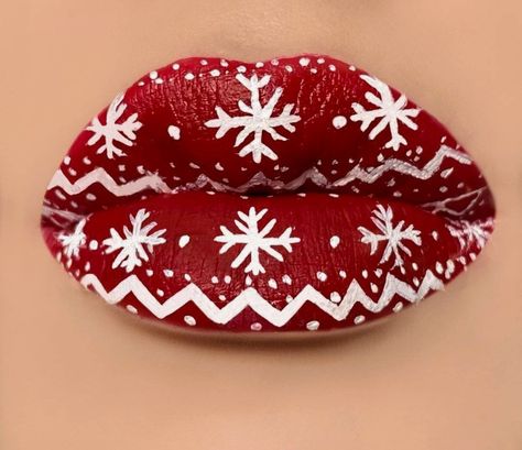 Christmas Lipstick Ideas, Christmas Lipstick, Christmas Lips, Lip Stencil, Lip Ideas, Holiday Eye Makeup, Lipstick Ideas, Crazy Lipstick, French Manicure Acrylic Nails