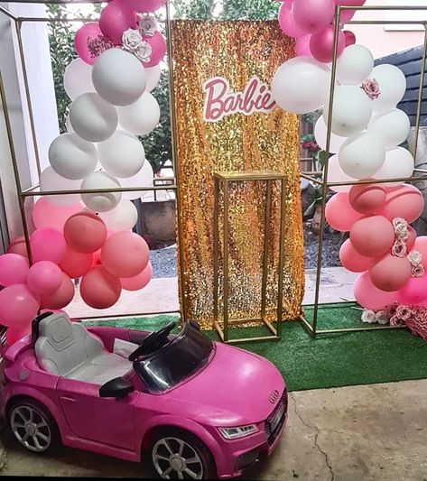 Barbie balloons decorations party. Barbie s car Barbie Balloon Decorations, Barbie Balloons, Balloons Decorations, Barbie Birthday Party, Barbie Birthday, Barbie Party, Decorations Party, Balloon Decorations Party, S Car