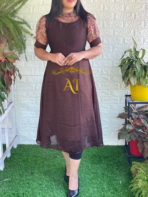 Plain Organza Kurti Designs Latest, Plain Organza Kurti Designs, Churidar Back Neck Designs, Neck For Kurti, Organza Kurti Designs Latest, Organza Kurti Designs, Kurthi Design, Organza Kurti, Silk Kurti Designs