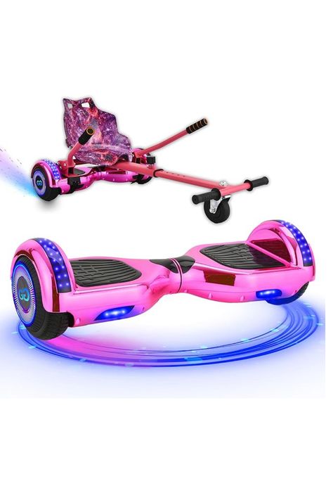 Gift Gadgets G1 Chrome Pink Hoverboard and Hoverkart Bundle Go Kart Set Attachement Self Balancing 6.5" Scooter Bluetooth LED Lights for Kids Teenagers Adults Pink Hoverboard, Basketball Theme Room, Bluetooth Hoverboard, Chrome Pink, Basketball Theme, Kid N Teenagers, Gadget Gifts, Go Kart, Christmas List