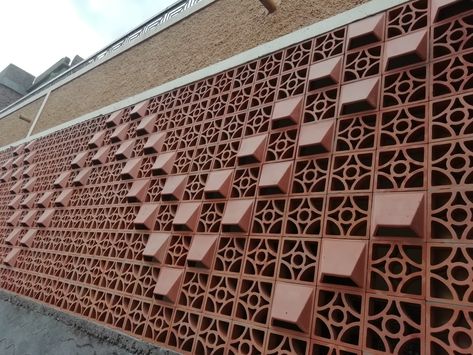 #brick #terracota #jali Terracotta Jali Design, Terracotta Jali, Design For Balcony, Jali Design, Balcony Railing Design, Compound Wall, Balcony Railing, Railing Design, Hotel Decor