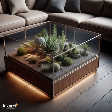 Terrarium Coffee Tables: A Creative Green Haven at the Heart of Your Home 11 Terrarium Table Ideas, Table Terrarium, Succulent Tray, Terrarium Table, Labyrinth Design, Hanging Terrarium, Reptile Enclosure, Terrarium Diy, Tray Table