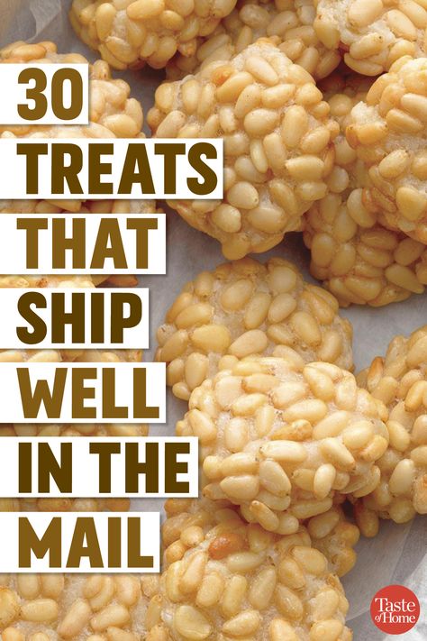 30 Treats That Ship Well in the Mail Snacks For Care Package, Best Baked Goods To Mail, Foods That Ship Well, Desserts To Ship Care Packages, Care Package Recipes, Desserts That Ship Well, Baked Goods Care Package, Cookies To Mail Care Packages, Cookies That Travel Well In The Mail