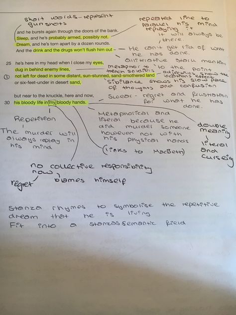 Remains Poem Annotations, Remains Analysis, Remains Poem Analysis, Poetry Revision, English Literature Poems, Literature Poems, Gcse Poems, Revision Help, English Gcse Revision