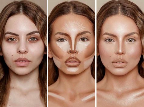 Square Face Makeup, Flawless Face Makeup, Contour Tutorial, Bad Makeup, Makeup Fails, Contour Makeup Tutorial, Lipstick Hacks, Study English, Nose Contouring