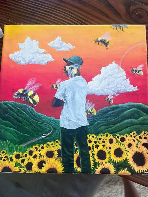 this took several days to paint #tylerthecreator #flowers #flowerboy #y2k #painting #paintingartideas #paintingideas #jesus Flower Boy Album Cover, Tyler The Creator Painting, Flower Boy Album, Y2k Painting, Flower Boy (album), Cover Painting, Flower Boy, Flower Boys, Tyler The Creator