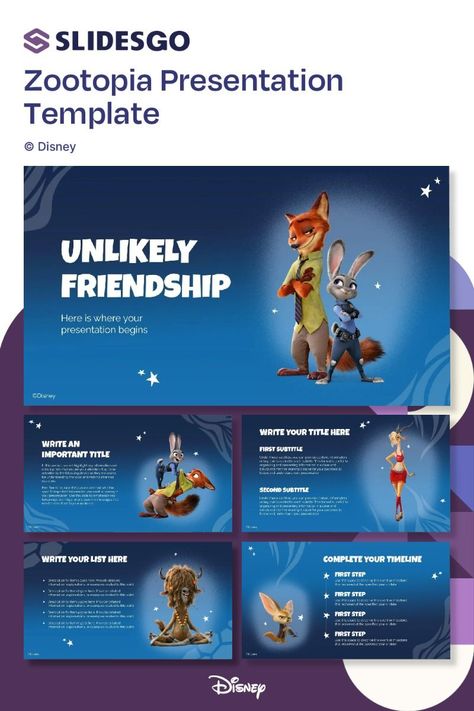 A beautiful and inspiring presentation template inspired by the Disney movie Zootopia. Perfect for any business or personal presentation.

Features:

 10 unique slides
 Customizable colors and fonts
 Easy to use and edit
 Downloadable in both .pptx and .key Character Descriptions, Colorful Template, Free Ppt Template, Slide Deck, Powerpoint Free, Slide Background, Ppt Design, Presentation Layout, Presentation Slides Templates