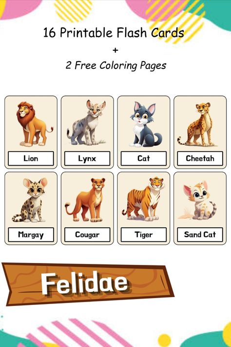 oar into learning fun with our Montessori Felidae Flashcards! 🐾🦁 Explore the world of big cats and engage your kids with 16 printable digital cards and 2 free coloring pages. 🎨👧 Perfect for homeschooling or playtime! Grab yours on Etsy today! 🛍️ Sand Cat, Printable Flash Cards, Explore The World, School Items, Free Coloring Pages, Big Cats, Free Coloring, Fun Learning, Kids Learning