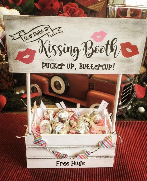 Dale AndNatalie Wallace on Instagram: “Step right up.....my take on the cute kissing booth Hershey’s kiss holder made from Dollar Tree wood products. #valentines #hersheyskisses…” Kissing Booth Candy Holder, Valentines Kissing Booth Diy, Diy Kissing Booth, Showcase Ideas, Make To Sell, Valentine Day Kiss, Booth Diy, Unique Gift Guide, Easy Easter Crafts