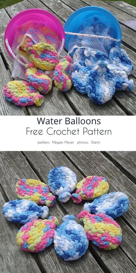 Crochet Reusable Water Balloons, Crochet Water Balloons, Reusable Water Balloons, Crocheted Toys, Your Crochet, Water Balloons, Diy Crochet Projects, Free Crochet Patterns, Crochet For Kids