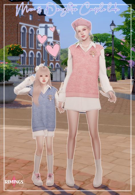 [RIMINGS] Mom & Daughter Couple look | RIMINGS on Patreon Sims 4 Toddler Clothes, Sims 4 Cc Kids Clothing, Sims 4 Children, Sims 4 Cc Skin, Theme Harry Potter, Sims 4 Dresses, Sims 4 Toddler, Sims Four, Sims4 Clothes