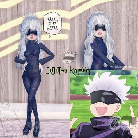 Choso Dti Outfit, Gojo Satoru Dress To Impress, Outfit Ideas Genshin, Gojo Dti Outfit, Jujutsu Kaisen Dress To Impress, Gojo Dress To Impress, Gojo Outfit, Mandala Sun Tattoo, Trill Art