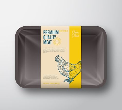 Chicken Brands, Food Label, Plastic Tray, Branding Ideas, Food Packaging Design, Plastic Trays, Abstract Vector, Food Labels, Package Design