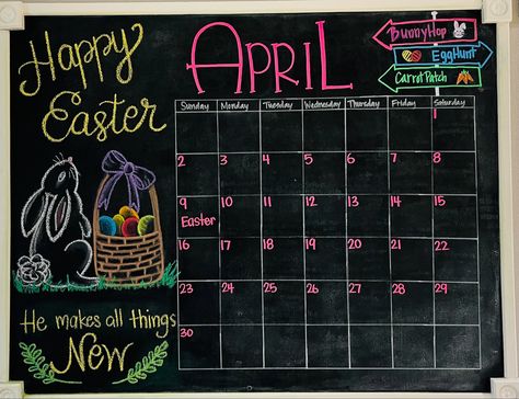 April Calendar 2024 Chalkboard, April Whiteboard Calendar Ideas, April Chalkboard Calendar Ideas, Chalkboard Calendar Ideas, Chalkboard Command Center, Chalk Calendar, Chalkboard Wall Calendars, Calender Ideas, Easter Friday