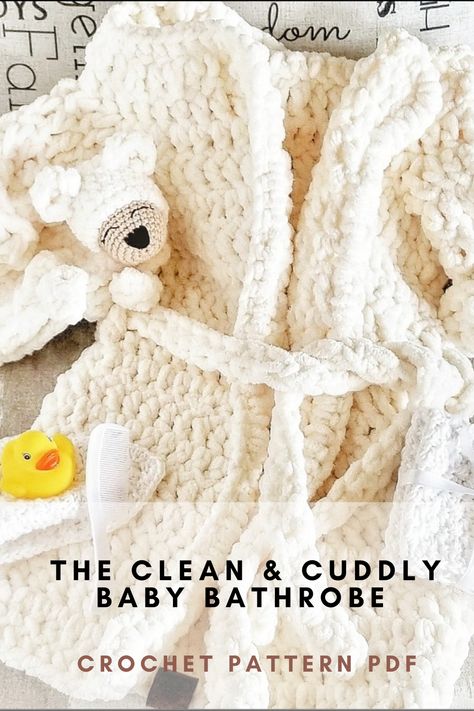 Crochet Bath Robe Pattern Free, Crochet Bathrobe Pattern Free, Crochet Bathrobe, Bathrobe Pattern, Crochet Blanket Yarn, Bulky Yarn Crochet, Afghan Squares, Baby Bath Robe, Loom Knitting Projects