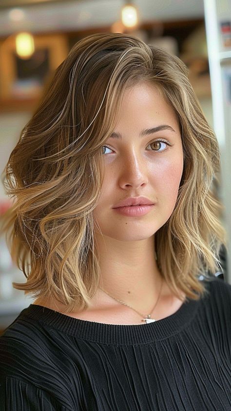 25 Hairstyles to Slim Round Faces in Style Hairstyle For Slim Face, Shoulder Length Hair Short Neck, Layered Bob Side Part, Short Haircuts Side Part, Haircut For Slim Face, Short Hairstyles Side Part, Hairstyle To Slim Your Face, Hairstyles To Slim Your Face, Hairstyles For Pear Shaped Face