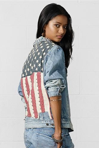 10 ways to show your support for Team U.S.A. in the Olympics! Denim Jacket Patches, Denim Projects, Blazer Jackets For Women, Distressed Jean Jacket, Custom Denim, Jackets Women, Americana Fashion, Denim Patches, Ralph Lauren Denim