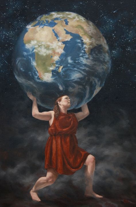 Financial Empowerment, The Secret (book), Weight Of The World, Earth Art, We Are The World, Window Painting, World Art, Woman Painting, Gods And Goddesses