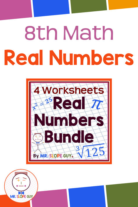 Real numbers worksheets. Two quizzes and four worksheets on determining rational or irrational numbers, estimating irrational numbers on a number line, and finding cube roots. All include corresponding easel digital activities.


Real NumbersWorksheets


Real numbers worksheets. Two quizzes and four worksheets on determining rational or irrational numbers, estimating irrational numbers on a number line, and finding cube roots. 

Ordering Real Numbers
Cubes and Cube Roots
Intro to Real Numbers Real Numbers Activity, 8th Grade Math Worksheets, Irrational Numbers, Real Numbers, Number Worksheets, 8th Grade Math, Middle School Student, Number Line, Video Lessons