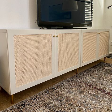 Cane Sideboard IKEA DIY Hack Credenza Hack, Kallax Credenza, Ikea Kallax Credenza Hack, Ikea Hack Credenza, Ikea Hack Tv Stands, Ikea Credenza, Ikea Rattan Hack, Cane Furniture Hack, Ersnäs Sideboard Hack