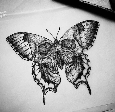 Skull Butterfly Tattoo, Skull Butterfly, Tattoo Dotwork, Insect Tattoo, Inspiration Tattoos, Geniale Tattoos, Tatuaje A Color, Butterfly Tattoo Designs, Skull Tattoo Design