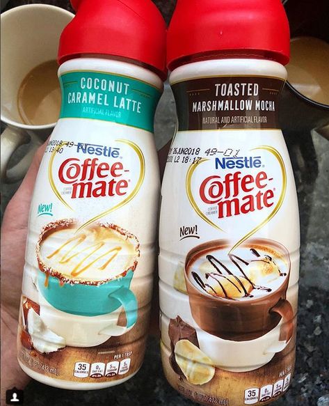 Coffee Mate Coffee Creamers - Coconut Caramel Latte and Toasted Marshmallow Mocha Coffee Creamer Flavors, Grad Party Diy, Krave Cereal, White Chocolate Mocha Coffee, Raspberry Coconut Cake, Coffee Flavors Drinks, Food Brand Design, Chocolate Mocha Coffee, Vegan Coffee Creamer