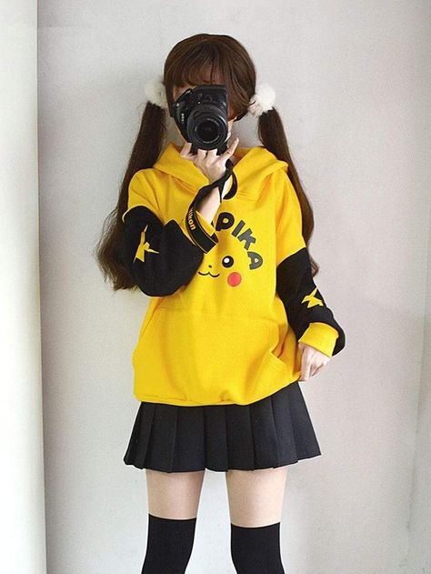 Cartoon Pikachu Hoodie Coat Jacket Yellow Hoodies Cosplay Long Sleeve – MoonCos Pikachu Sweater, Cartoon Pikachu, Pikachu Hoodie, Girl Hoodie, Cute Pikachu, Yellow Hoodie, Cute Sweater, Hoodie Coat, Fall Coat