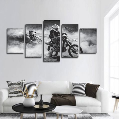 Motocross Bedroom Decor, Motocross Boys Room, Dirt Bike Bedroom, Monster Truck Room, Dirt Bike Room, Bike Wall Art, Racing Photography, Bike Artwork, Bike Shops