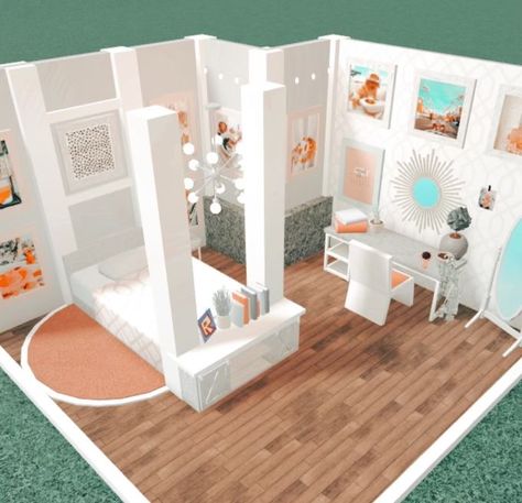 Modern Colonial House, Bloxburg Bedroom Ideas, Bloxburg Bedroom, Preppy House, Colonial House Exteriors, Blocksburg Room Ideas￼, House Plans With Pictures, Preppy Bedroom, House Decorating Ideas Apartments