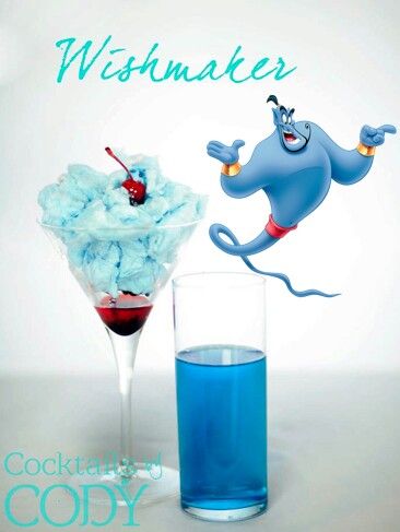 Wishmaker (Image by Codys.Cocktails @Facebook) #Aladdin Disney Themed Drinks Alcoholic Beverages, Disney Drinks Alcohol, Movie Inspired Cocktails, Aladdin Cocktail, Disney Themed Cocktails, Disney Shots, Movie Themed Cocktails, Disney Themed Drinks, Disney Alcoholic Drinks