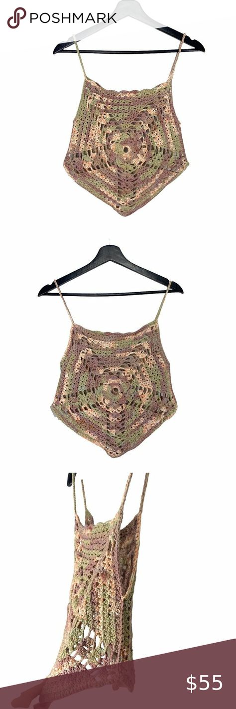 Handmade Crochet Pentagon Sleeveless Top Pentagon Crochet, Crochet Pentagon, Handmade Tops, Crop Top Crochet, Halter Tops, Crochet Crop Top, Crochet Dress, Handmade Crochet, Size Tag