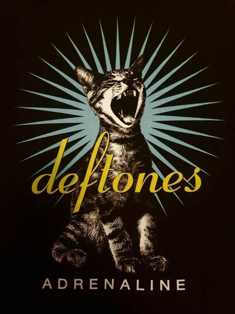 Deftones Adrenaline, Deftones Shirt, Music Poster Design, Band Wallpapers, Poster Room, Cat Graphic Tee, Vintage T Shirts, Cat Posters, Band Posters