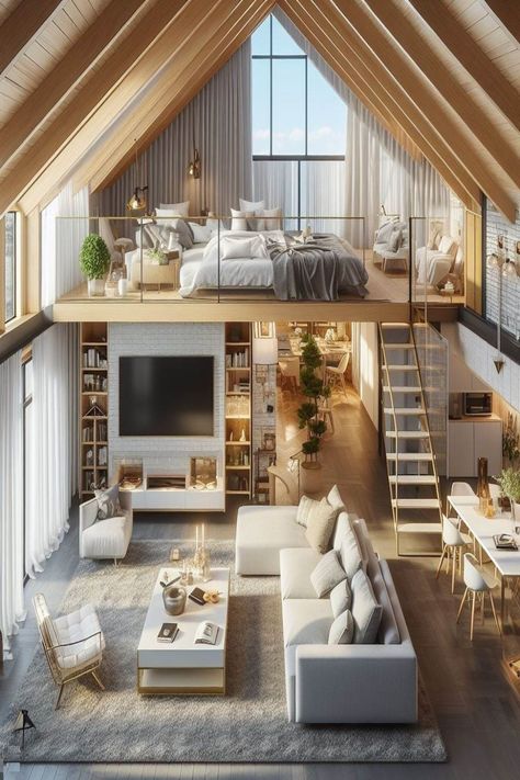 Apartment Designs, Loft House Design, Tiny House Loft, Tiny House Community, Building A Tiny House, Tiny House Inspiration, Small Apartment Design, Dekorasi Kamar Tidur, Modern Tiny House