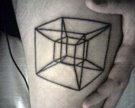 Tesseract Tattoo, My Tattoo, Tattoo Inspo, Geometric Tattoo, Tattoo Designs, Tattoo Ideas, Tattoos, Saying Goodbye, Pins