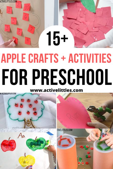 50+ Apple Crafts and Activities for Toddlers Preschool and Kindergarten - Active Littles Letterland Activities, Apple Activities For Preschool, Playing Preschool, Preschool Apple Activities, September Lessons, Apple Week, Preschool Apple Theme, Apple Ideas, Learning Alphabet