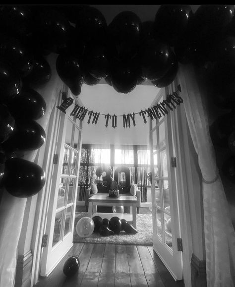 Diy Goth Party Decor, Gothic Party Backdrop, Gothic Bday Party, Gothic Party Aesthetic, Gothic Birthday Ideas, Goth Birthday Decor, Goth Birthday Decorations, Goth Party Theme, Goth Party Aesthetic