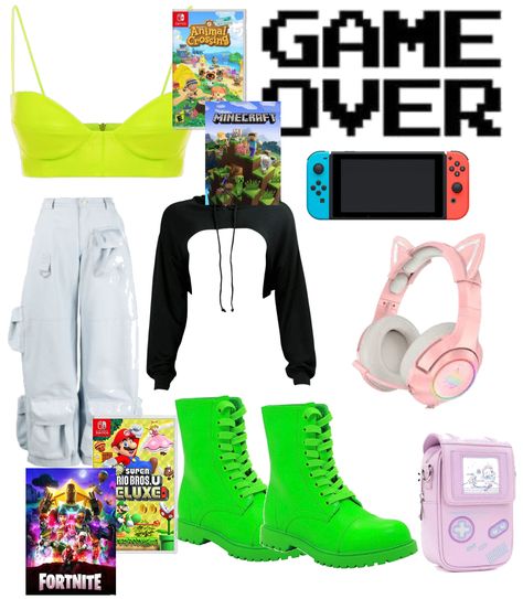 Gamer outfit ideas | Gamer Outfits Aesthetic, Gamer Girl Aesthetic Outfits, Outfit Ideas Tomboy, Gamer Girl Outfit, Gamer Outfit, Gamer Style, Gamer Fashion, Animal Crossing Game, Cutout Bodysuit