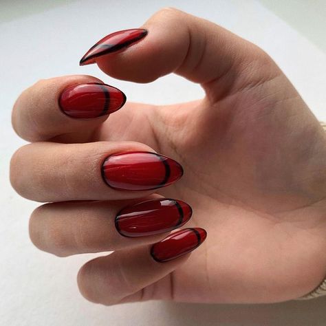 Gel Nail Designs Red, Deep Red Nails, Funky Nail Art, Mens Nails, Best Nails, Edge Nails, Punk Nails, Nails Only, Nails Manicure