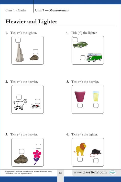 #mathsworksheet #englishworksheets #cbse #ncert Worksheet For Class 1 Maths, Measurements Worksheet, Class 1 Maths, Worksheets For Class 1, Measurement Worksheets, Math Measurement, Heavy And Light, Class 8, Life Words